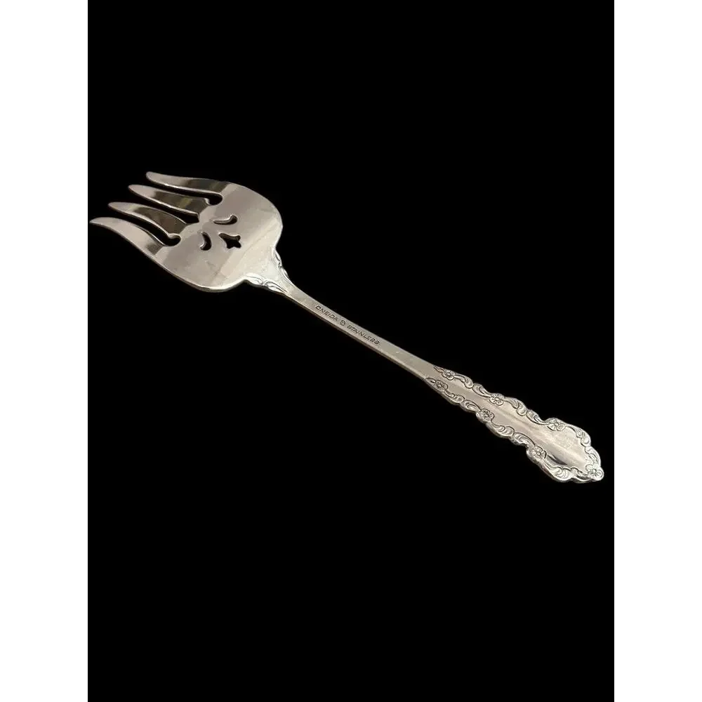 Oneida SHELLEY Stainless Heirloom Cube Mark Glossy Cold Meat Serving Fork 8 1/2